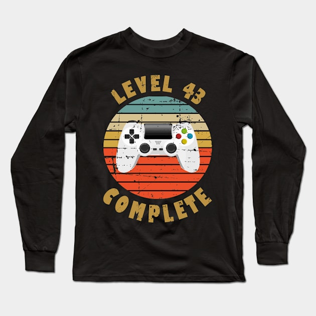 43rd Birthday Gifts For Him or Her Level 43 Complete Long Sleeve T-Shirt by RW